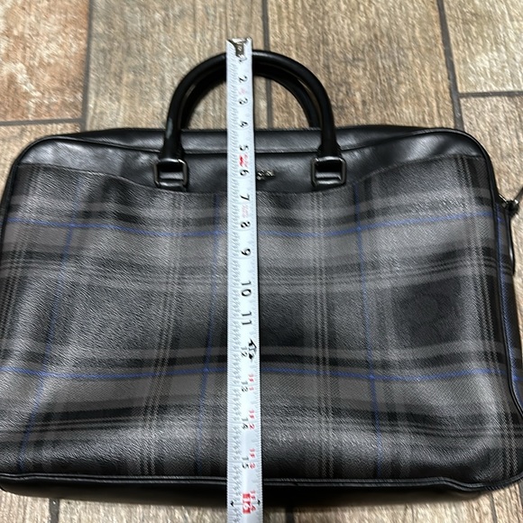 Coach Signature Canvas Plaid Print Beckett Slim Leather Briefcase - Picture 16 of 16